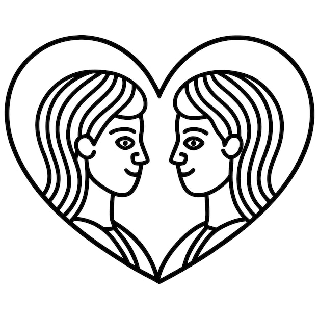 Dibujo en línea continuo de dos corazones arte conceptual de amor minimalista