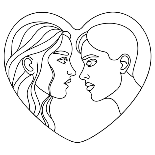 Dibujo en línea continuo de dos corazones arte conceptual de amor minimalista