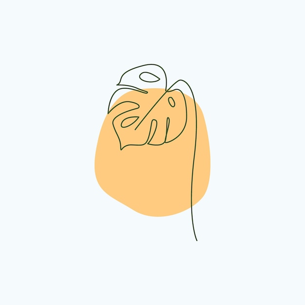 Dibujo de línea de contorno Leaf Of Monstera Modern Minimalism Art