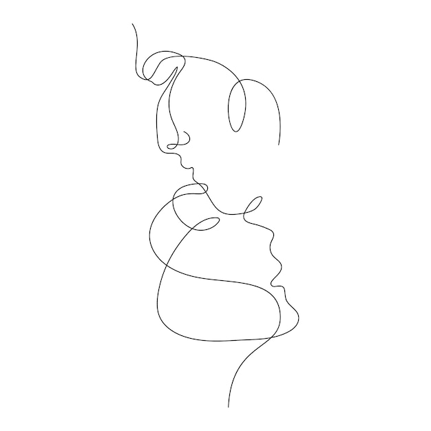 Dibujo de una línea de corazones pequeños en línea ondulada vertical Ilustración minimalista vectorial dibujada a mano