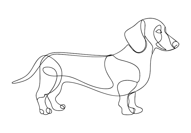 Vector dibujo de una línea de dachshund