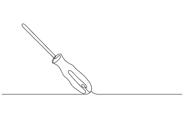 Dibujo de línea editable continuo del destornillador Icono de destornilador de línea única