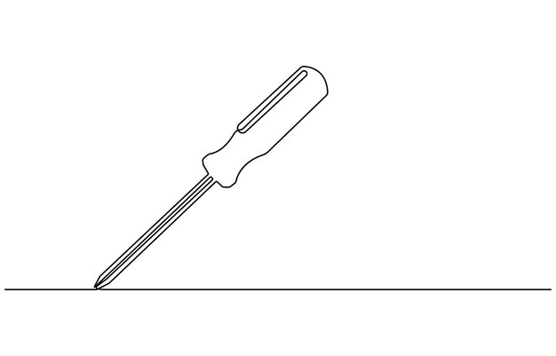 Dibujo de línea editable continuo del destornillador Icono de destornilador de línea única