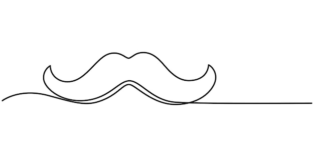 Dibujo de línea editable continuo del icono del bigote Ilustración vectorial de bigote dibujada en una línea