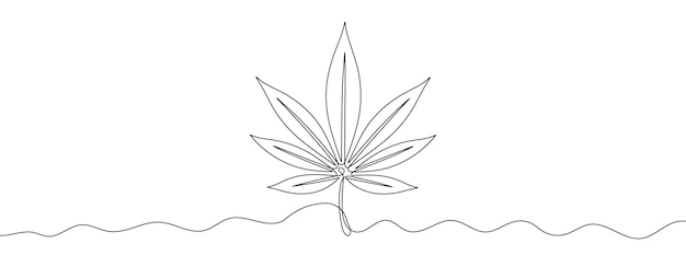 Vector dibujo de línea editable continuo del icono de cannabis marihuana en una línea