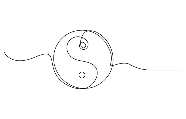 dibujo de línea editable continuo del símbolo Yin Yang dibujo de una línea del icono Yin Yang