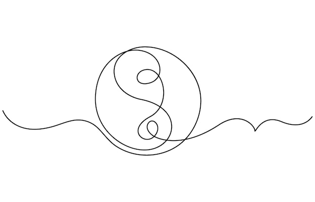dibujo de línea editable continuo del símbolo Yin Yang dibujo de una línea del icono Yin Yang