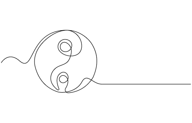 dibujo de línea editable continuo del símbolo Yin Yang dibujo de una línea del icono Yin Yang