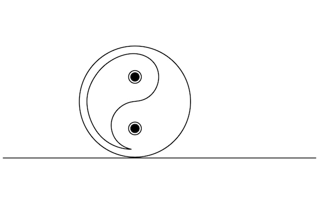 dibujo de línea editable continuo del símbolo Yin Yang dibujo de una línea del icono Yin Yang