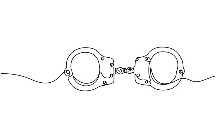 Vector dibujo de una línea de esposas de objetos vectoriales aislados una línea de cuerdas continuas