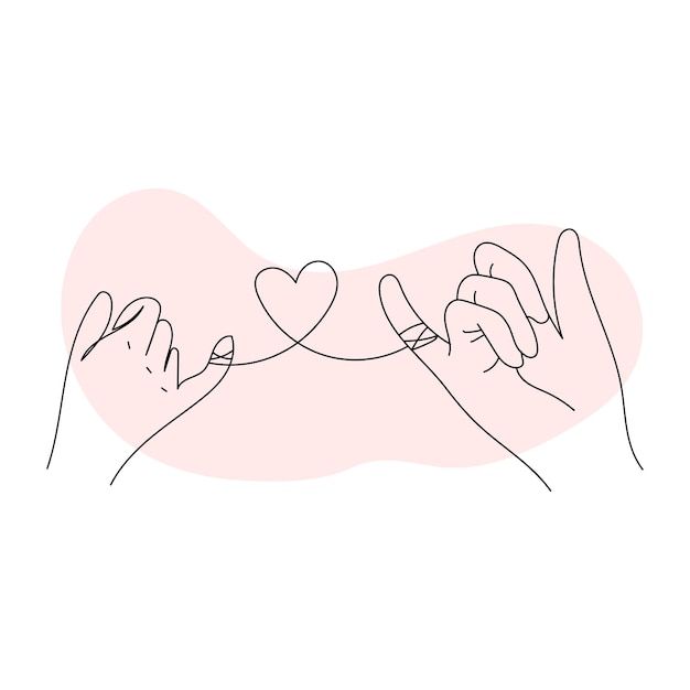Un dibujo de línea estética de amor dedo corazón