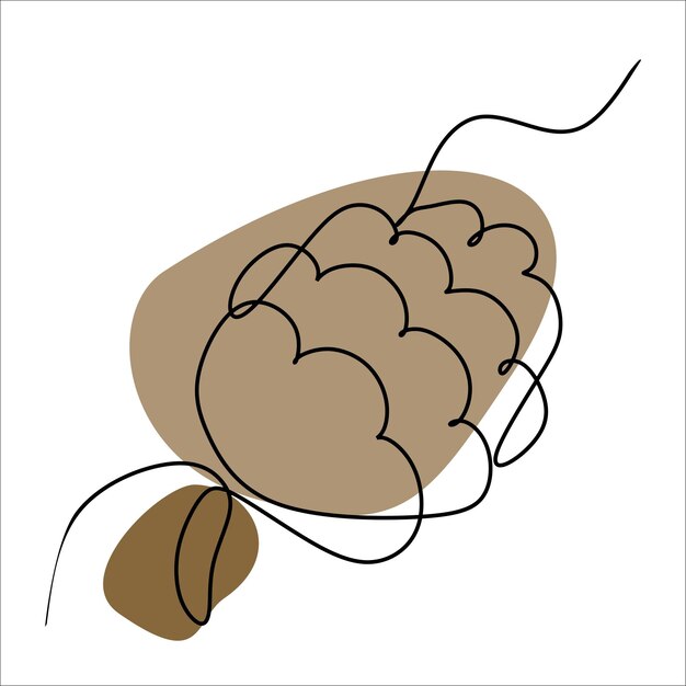 Un dibujo de línea en estilo vintage cono de abeto de Navidad con formas de colores abstractos Esbozo dibujado a mano estilo retro Ilustración vectorial aislada en botánica blanca Elemento de diseño para tarjeta de decoración de invierno