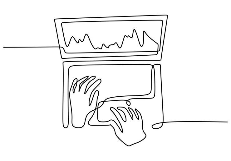 Dibujo de una línea de finanzas bursátiles con gráfico