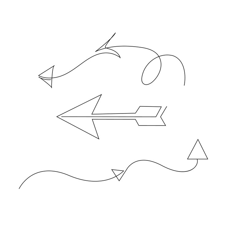 Vector un dibujo de línea de flechas flechas lineales izquierdas y derechas ilustración de arte de línea continua vector