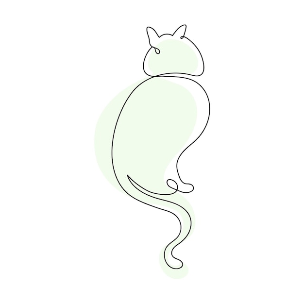 Un dibujo de línea de gato con un contorno creativo, un conjunto de iconos de gato, un arte de contorno minimalista con un toque de color.