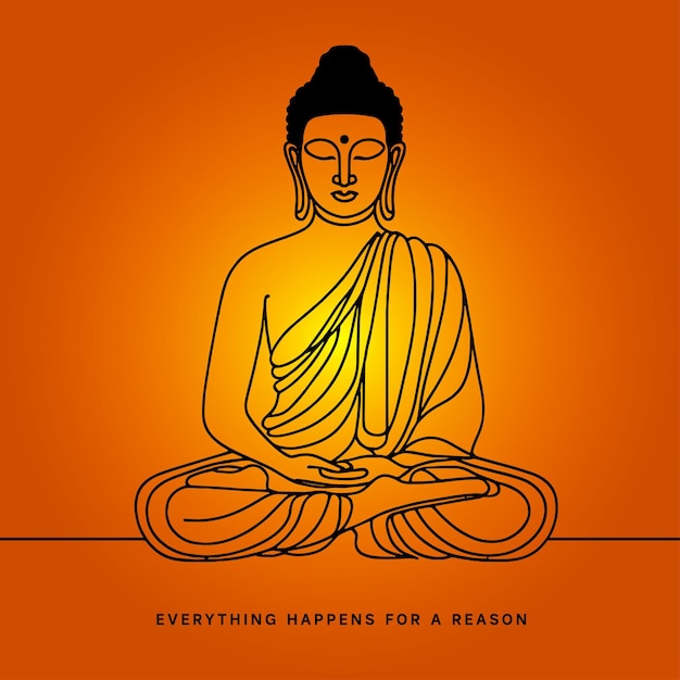Dibujo de línea Gautama Buda Ilustración Vector