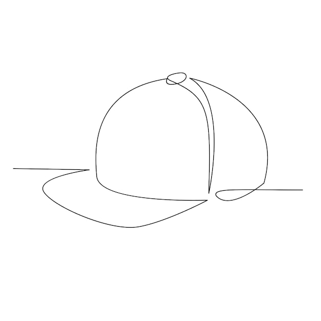 Dibujo de una línea de gorra de sombrero aislado sobre fondo blanco