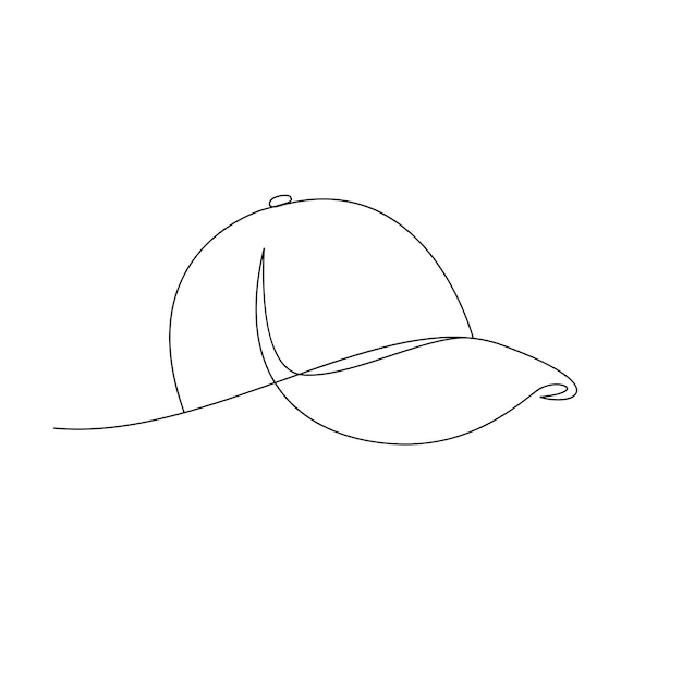 Dibujo de una línea de gorra de sombrero aislado sobre fondo blanco