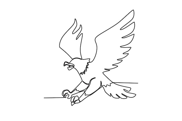 Dibujo de una línea de un halcón Ilustración gráfica de diseño vectorial de línea continua de moda Formato vectorial