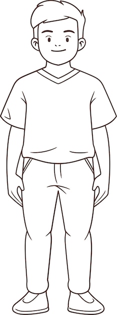 dibujo de una línea de un hombre que lleva una camisa con una camisa que dice hombre en ella