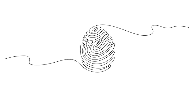 Dibujo de línea de la huella dactilar humana escaneo de dedo dibujo de línea continua del símbolo de escaneo biométrico