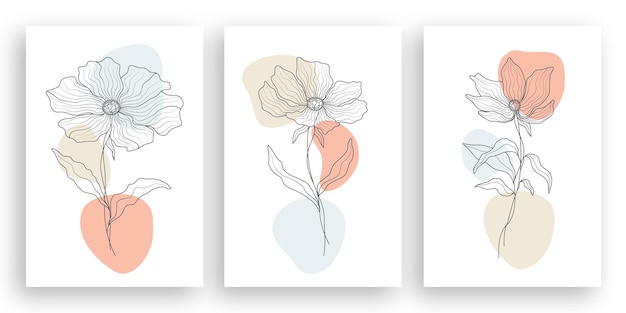 dibujo de una línea ilustración de flor minimalista en estilo de arte lineal