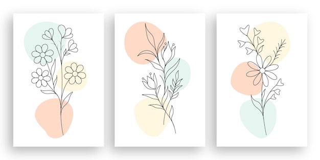 dibujo de una línea ilustración de flor minimalista en estilo de arte lineal