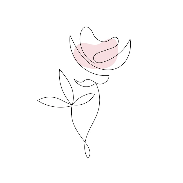 dibujo de una línea ilustración de flor minimalista en estilo de arte lineal