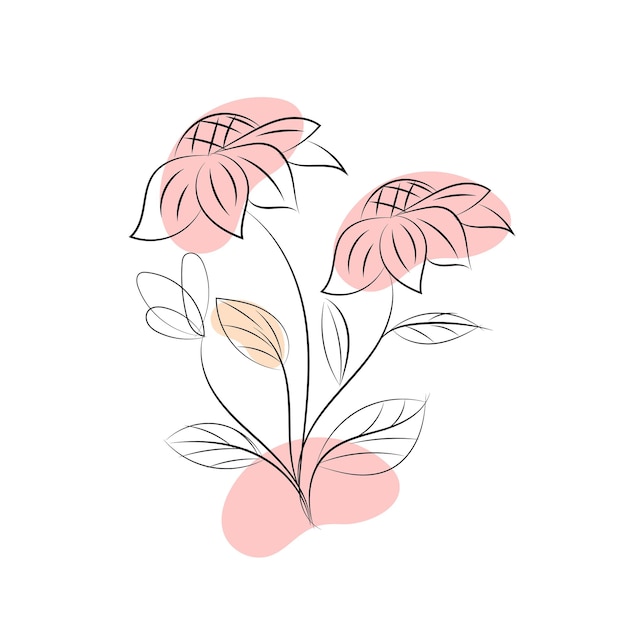 Vector dibujo de una línea ilustración de flor minimalista en estilo de arte lineal