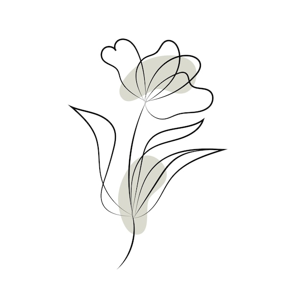 dibujo de una línea ilustración de flor minimalista en estilo de arte lineal