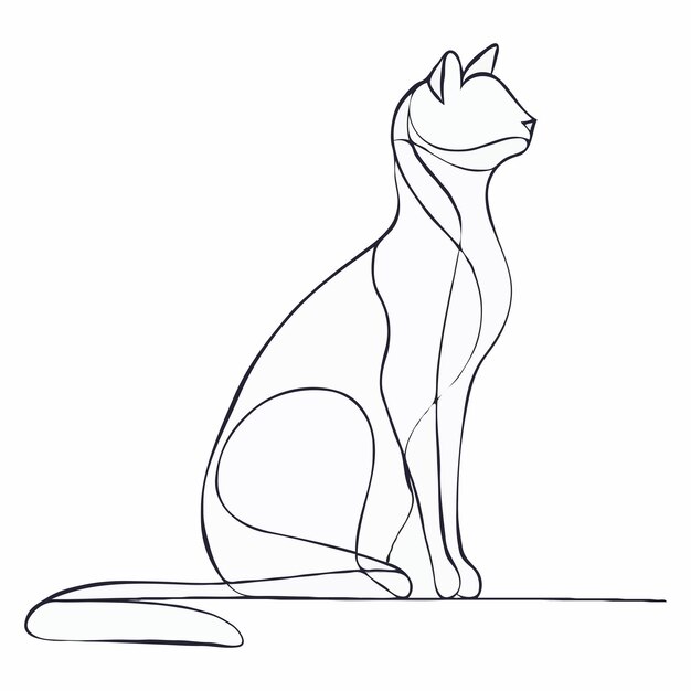 dibujo de una línea de una ilustración de vector de cuerpo de gatos abstracto