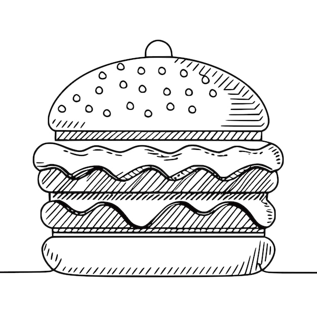 dibujo de línea Ilustración vectorial de Hamburger