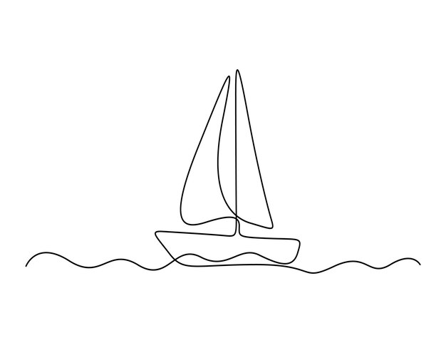 Un dibujo de línea de la ilustración vectorial del velero