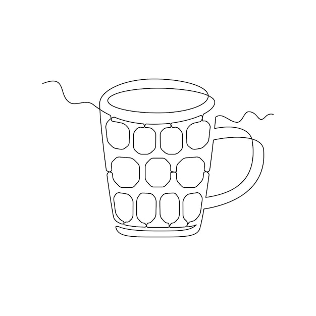 Un dibujo de línea una ilustración vectorial de vidrio una línea continua simple dibujada a mano