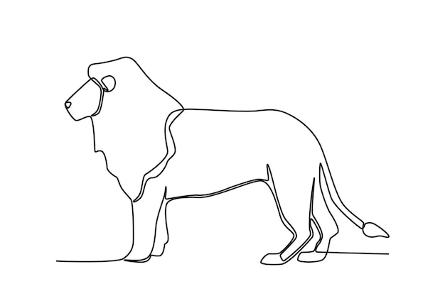 Dibujo de una línea de un león Ilustración gráfica de diseño vectorial de línea continua de moda Formato vectorial