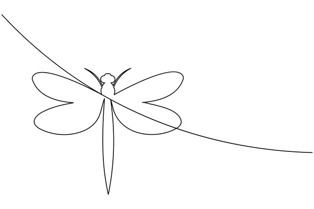 Dibujo de una línea de libélula