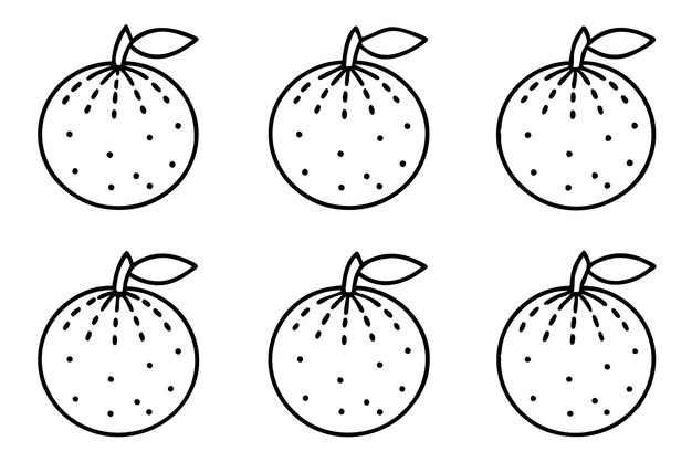un dibujo de línea de un limón con puntos dibujados por una línea de puntos
