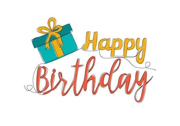 Dibujo de una línea de linda tipografía fabulosa cita Feliz cumpleaños Tarjeta de felicitación cartel pancarta