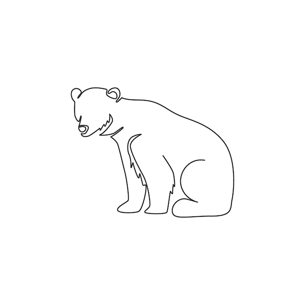 Dibujo de una línea de lindo oso grizzly para la identidad del logotipo de la empresa Ícono de la empresa de un animal mamífero salvaje