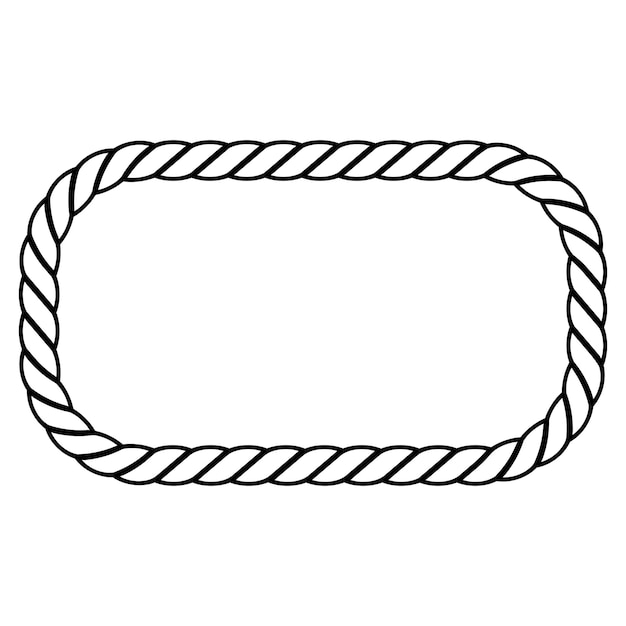 Dibujo de línea de un marco rectangular hecho de cuerda