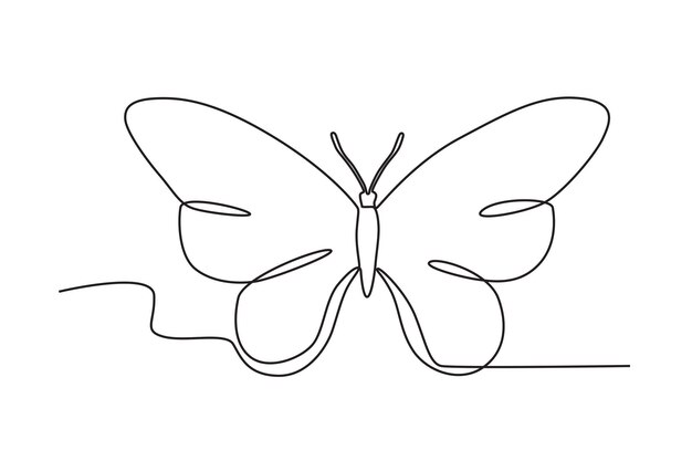 Un dibujo en línea de mariposa