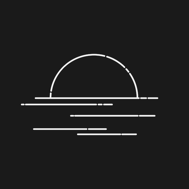 Dibujo de línea minimalista de puesta de sol Ilustración vectorial