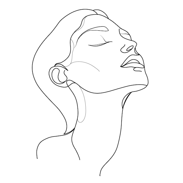 dibujo de línea minimalista del rostro de una mujer que muestra una expresión serena y características graciosas obra de arte