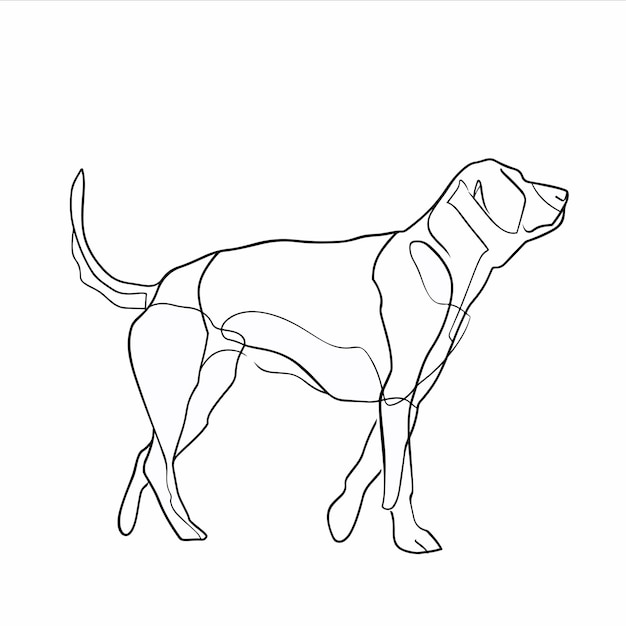 dibujo de línea negra de un perro caminando