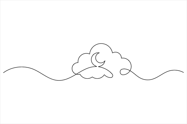 Dibujo de una línea de nube e ilustración vectorial de contorno continuo aislado