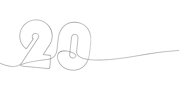 Un dibujo de la línea del número 20