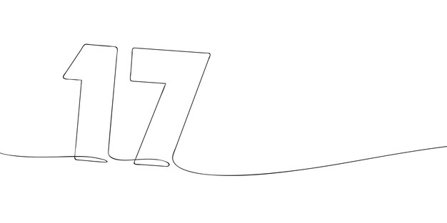 Un dibujo de la línea del número diecisiete