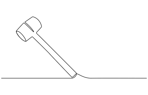 dibujo de una línea de un objeto vectorial aislado martillo construcción del martillo línea única continua