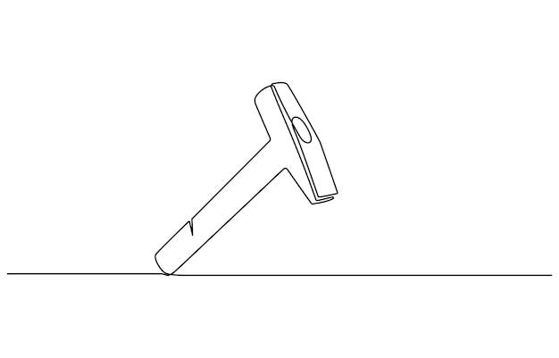dibujo de una línea de un objeto vectorial aislado martillo construcción del martillo línea única continua