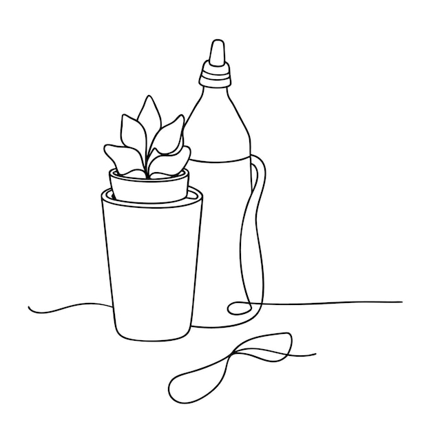 Dibujo de una línea de objetos cotidianos página de colorear